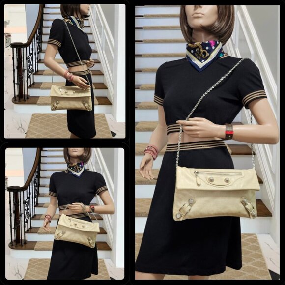 Balenciaga  Neutral Beige Leather Clutch - Picture 17 of 17